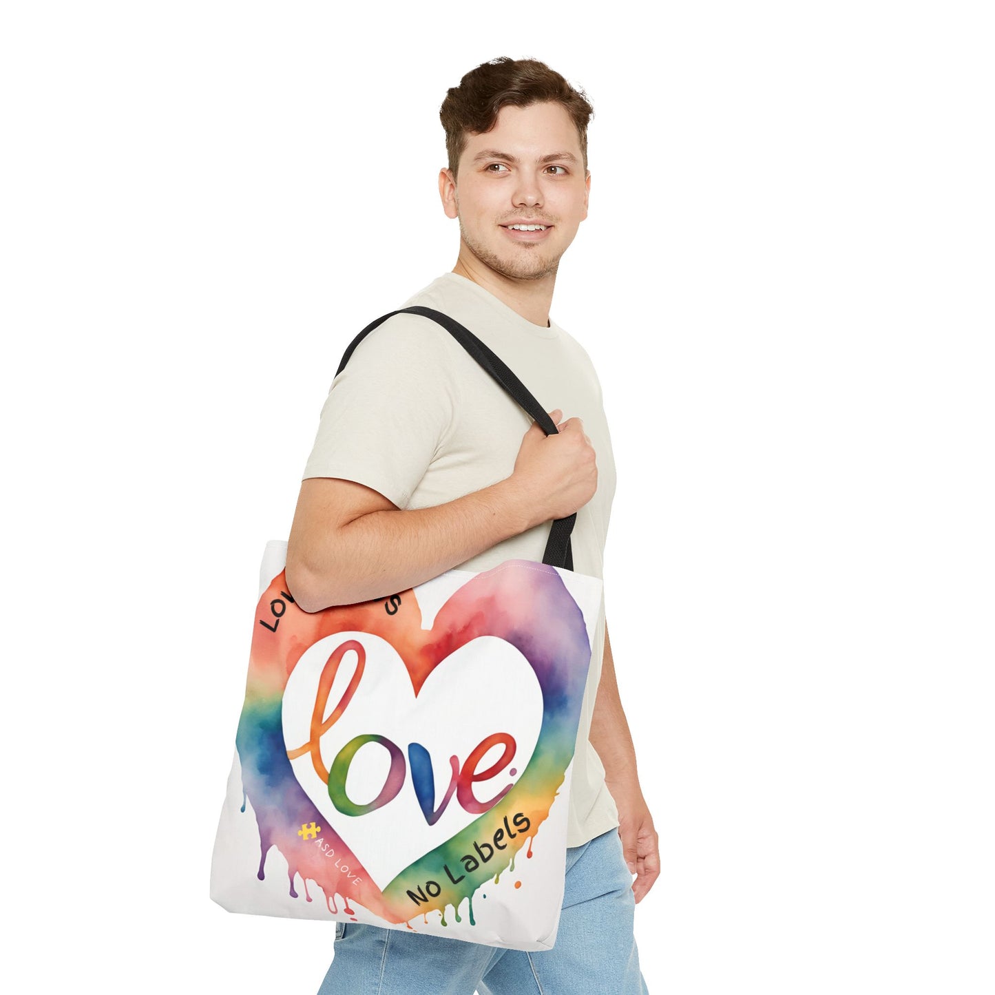 Love Knows No Labels Watercolor Drip Tote Bag - Embrace Acceptance & Harmony