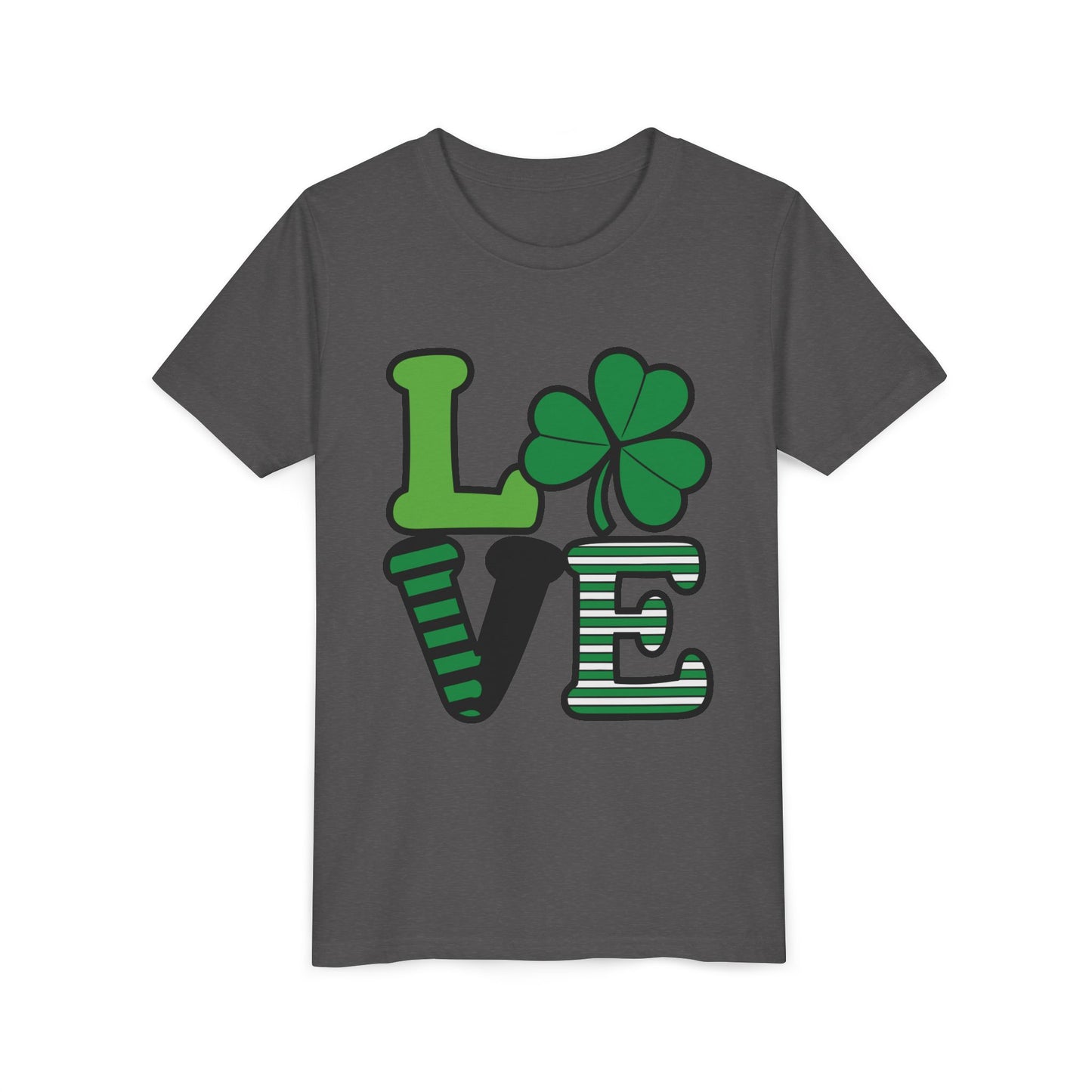 LOVE Shamrock Youth Tee | St. Patrick's Day Clover Graphic