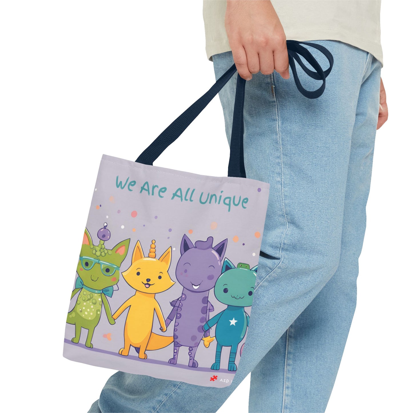 We Are All Unique 4 Animal Friends Tote Bag - Cute, Inclusive, Kid-friendly Design
