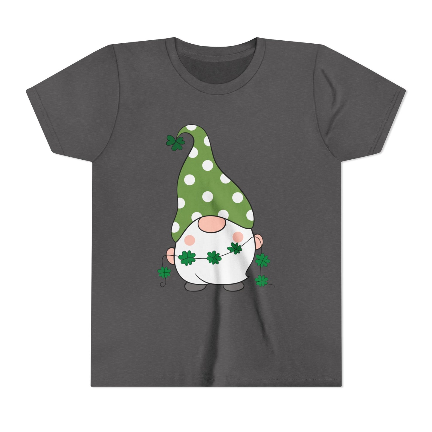 St. Patricks Gnome Youth Tee | Green Polka Dot Hat with Shamrocks