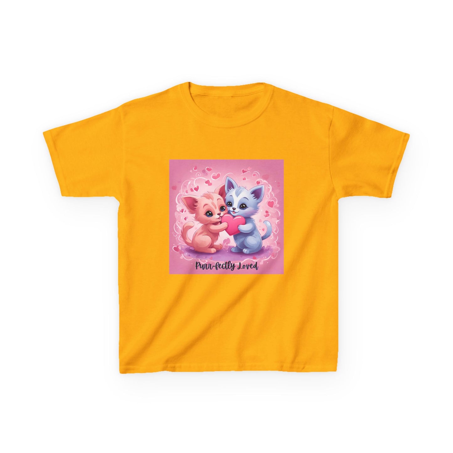 Purr-fectly Loved - Pink & Blue Kittens Valentine's Kids Tee