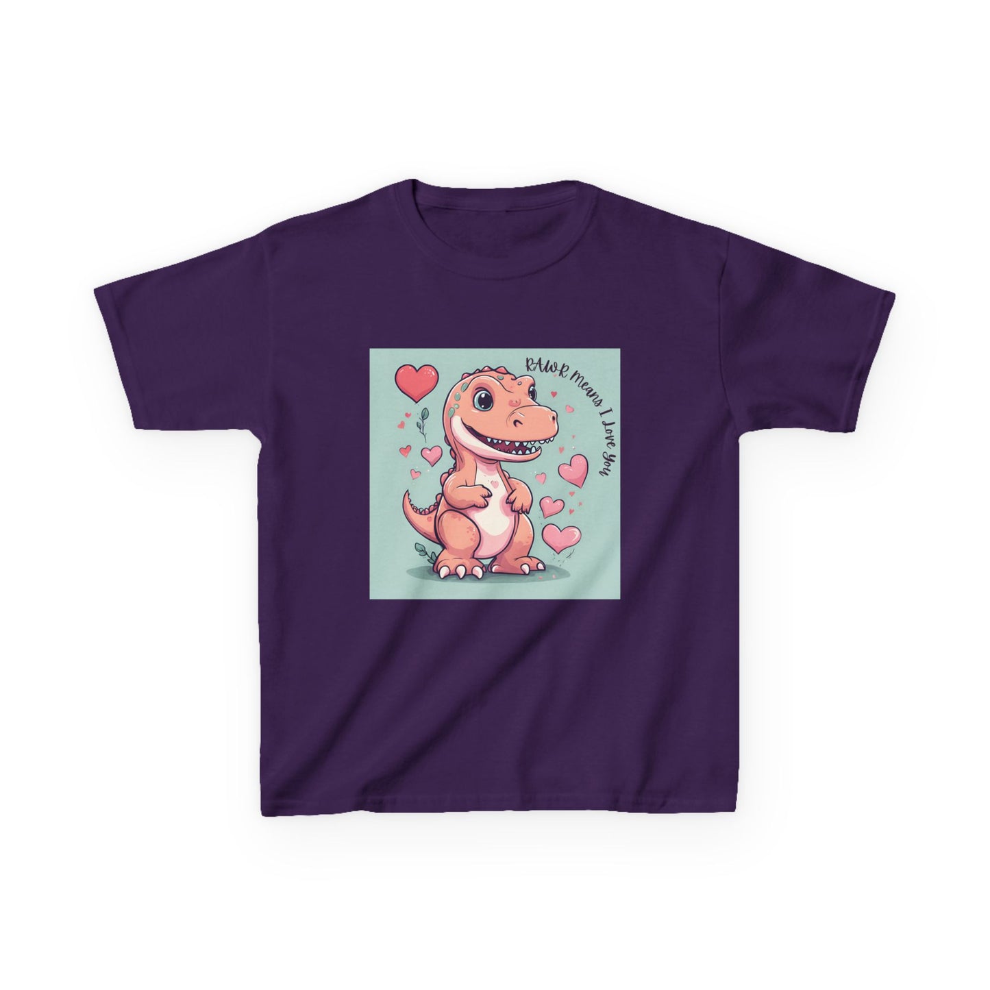 RAWR Means I LOVE YOU - Tan Dino Valentine's Kids Tee