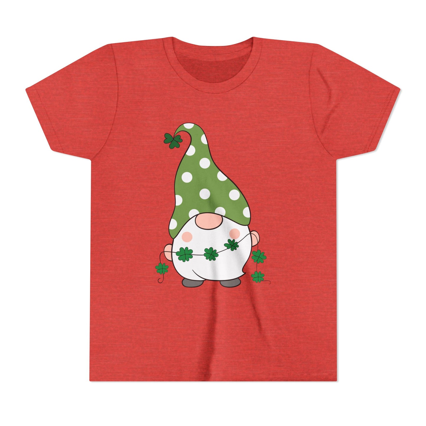 St. Patricks Gnome Youth Tee | Green Polka Dot Hat with Shamrocks
