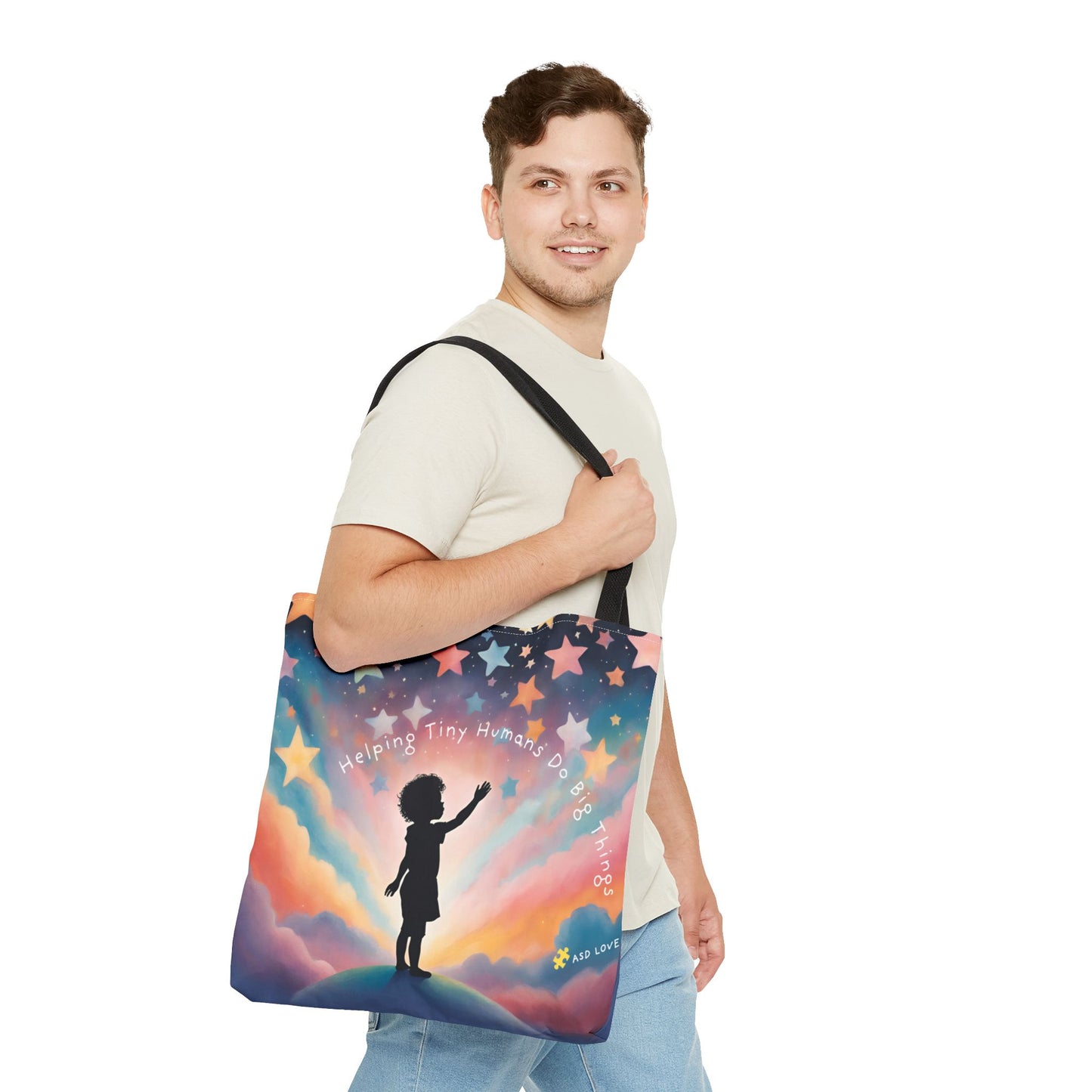 Helping Tiny Humans Do Big Things Tote - Inspiring Kids to Reach for the Stars
