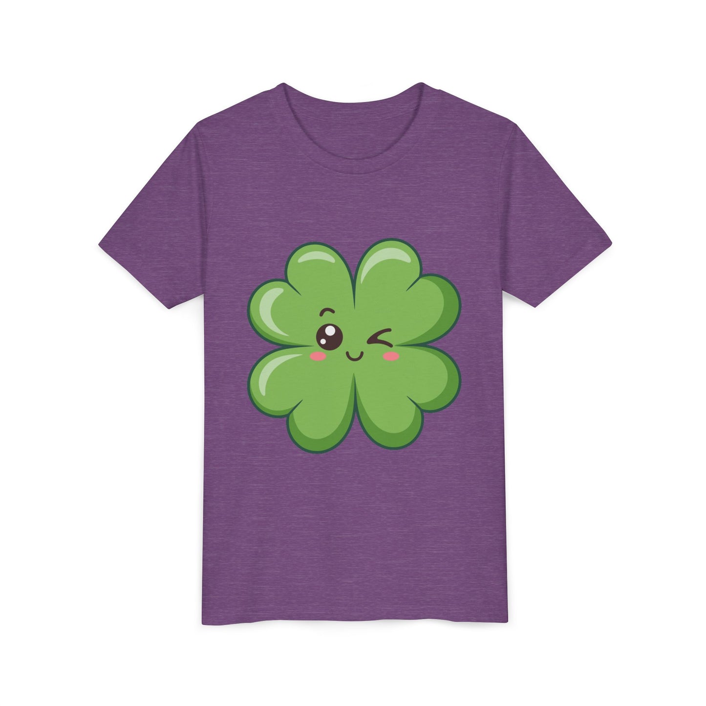 Kawaii Lucky Four-Leaf Clover Youth Tee | Cute St. Patrick's Day Shirt