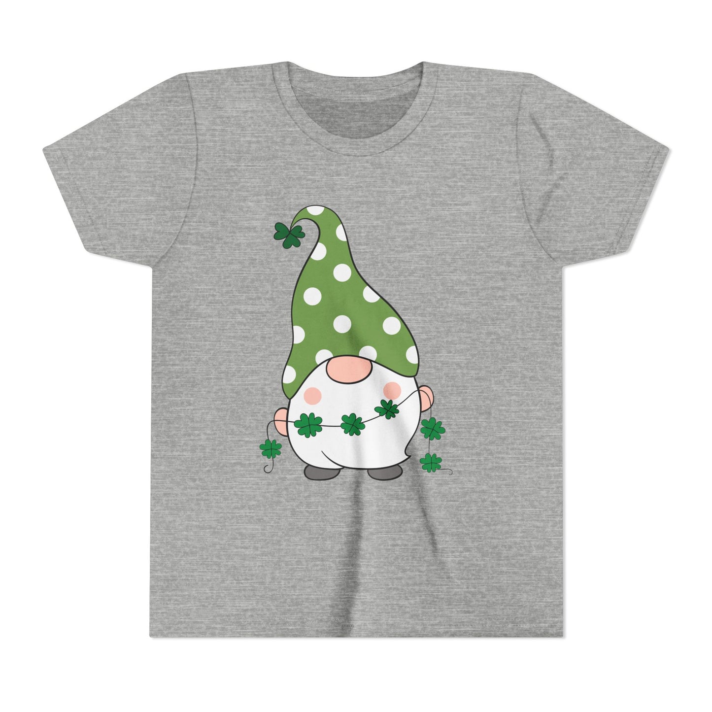 St. Patricks Gnome Youth Tee | Green Polka Dot Hat with Shamrocks