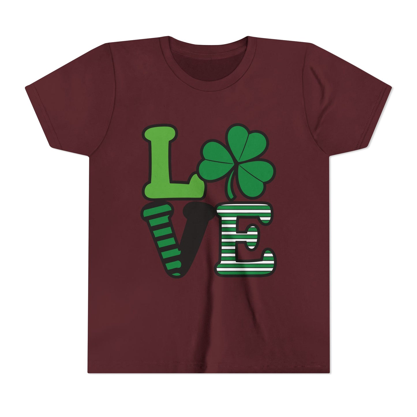 LOVE Shamrock Youth Tee | St. Patrick's Day Clover Graphic