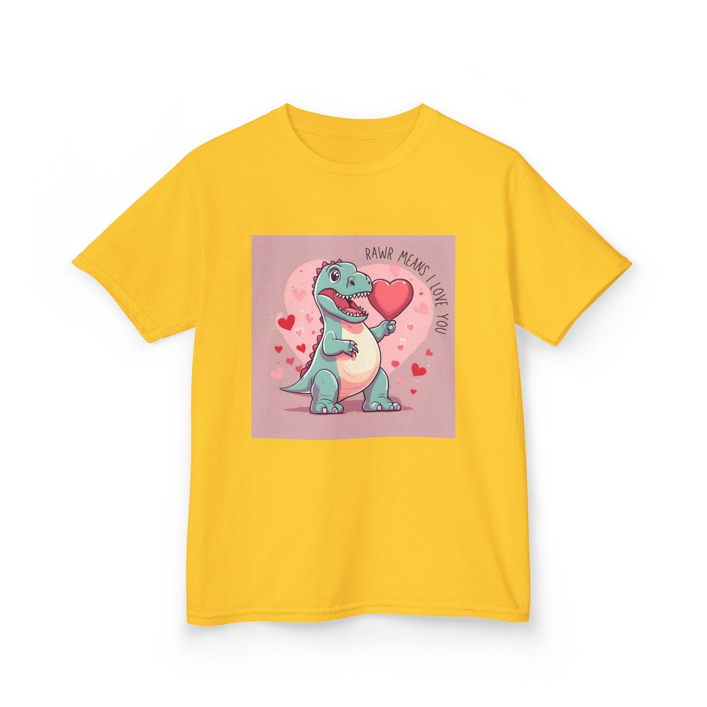 RAWR Means I LOVE YOU - Blue Dino Valentine's Kids Tee