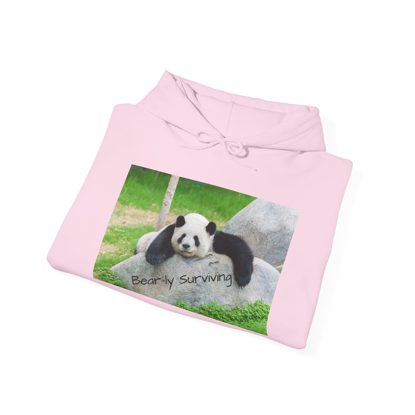 Funny Panda Hoodie | Bear-ly Surviving Sweatshirt | Lazy Mood Cozy Hoodie | Mental Health Humor Gift | Unisex Loungewear | Panda Lover