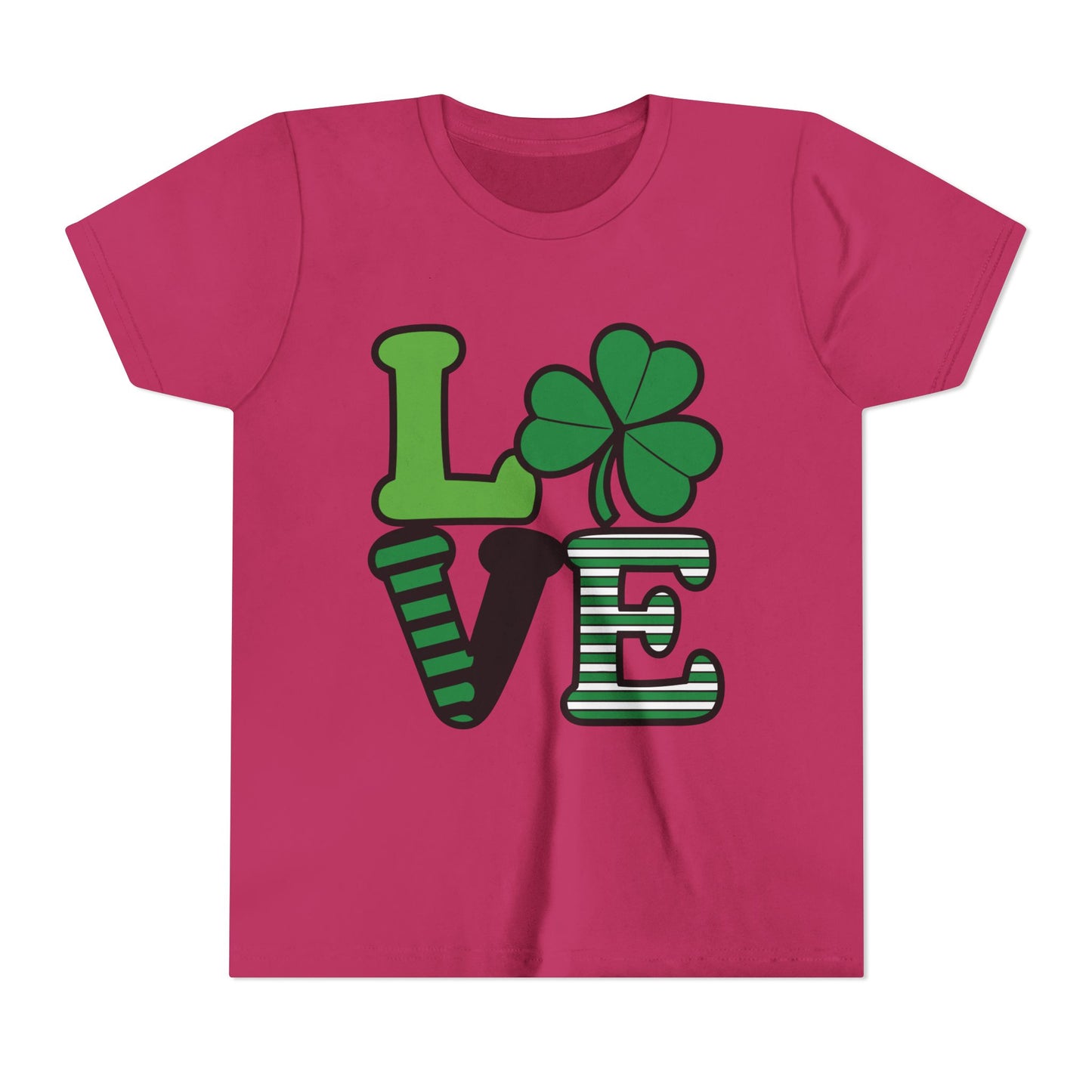 LOVE Shamrock Youth Tee | St. Patrick's Day Clover Graphic