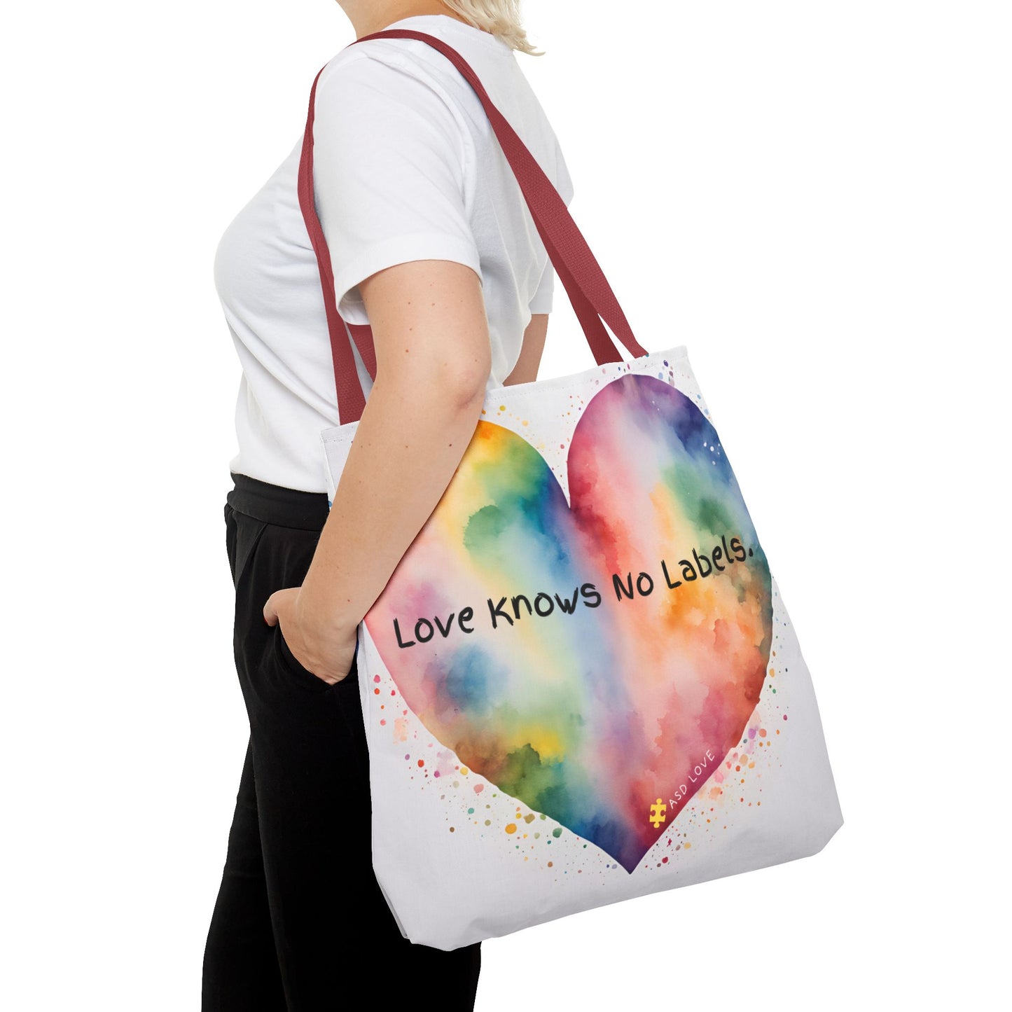 Love Knows No Labels - Big Heart Tote Bag - Show Your True Colors