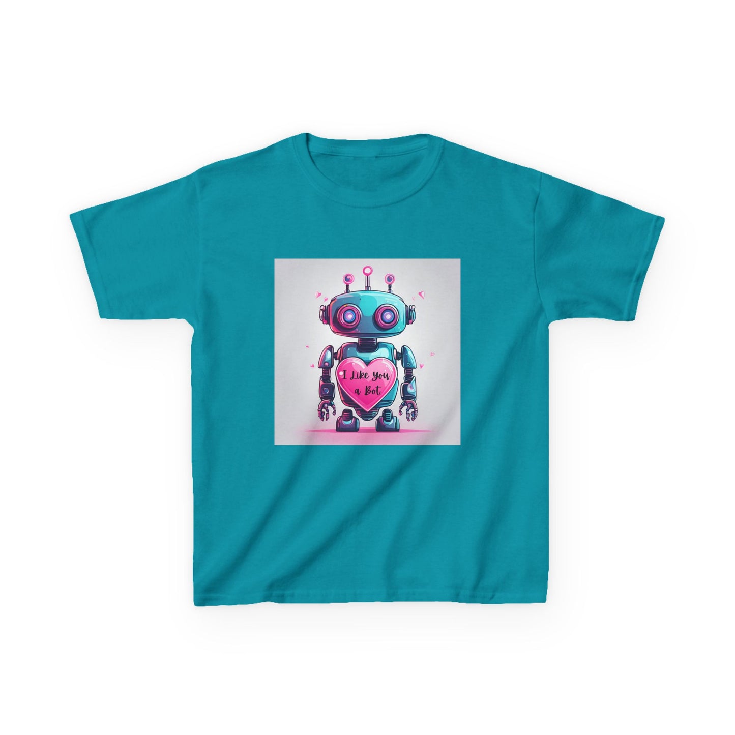 I Like You a Bot - Blue Robot Valentine's Kids Tee