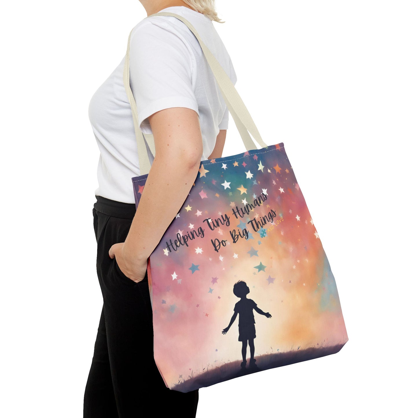 Helping Tiny Humans Do Big Things Tote - Inspiring Kids to Reach for the Stars