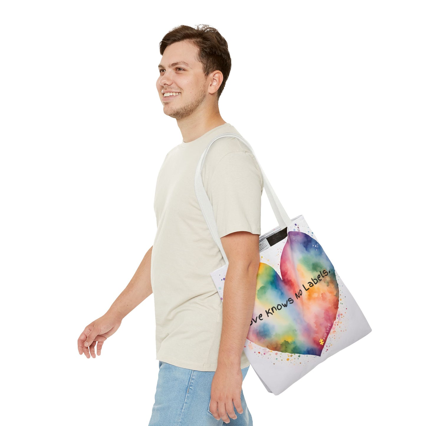 Love Knows No Labels - Big Heart Tote Bag - Show Your True Colors