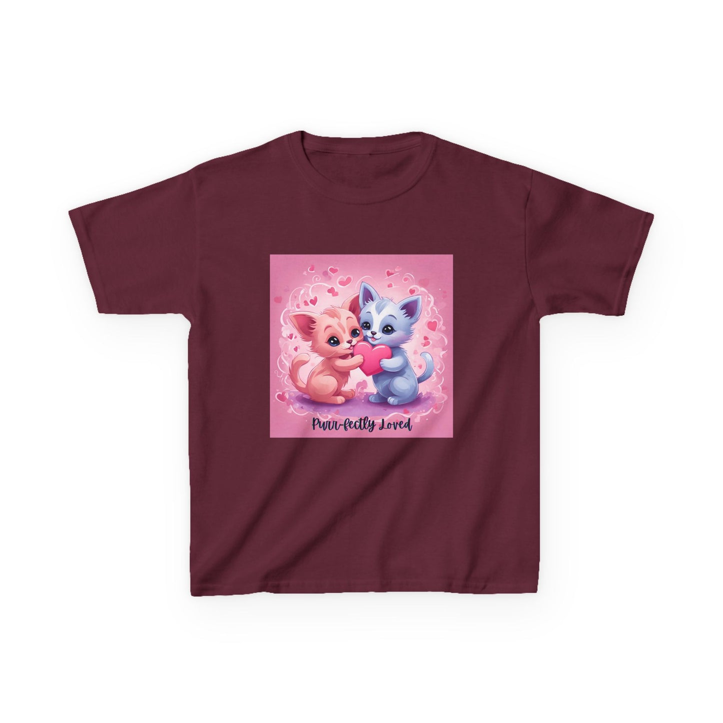 Purr-fectly Loved - Pink & Blue Kittens Valentine's Kids Tee