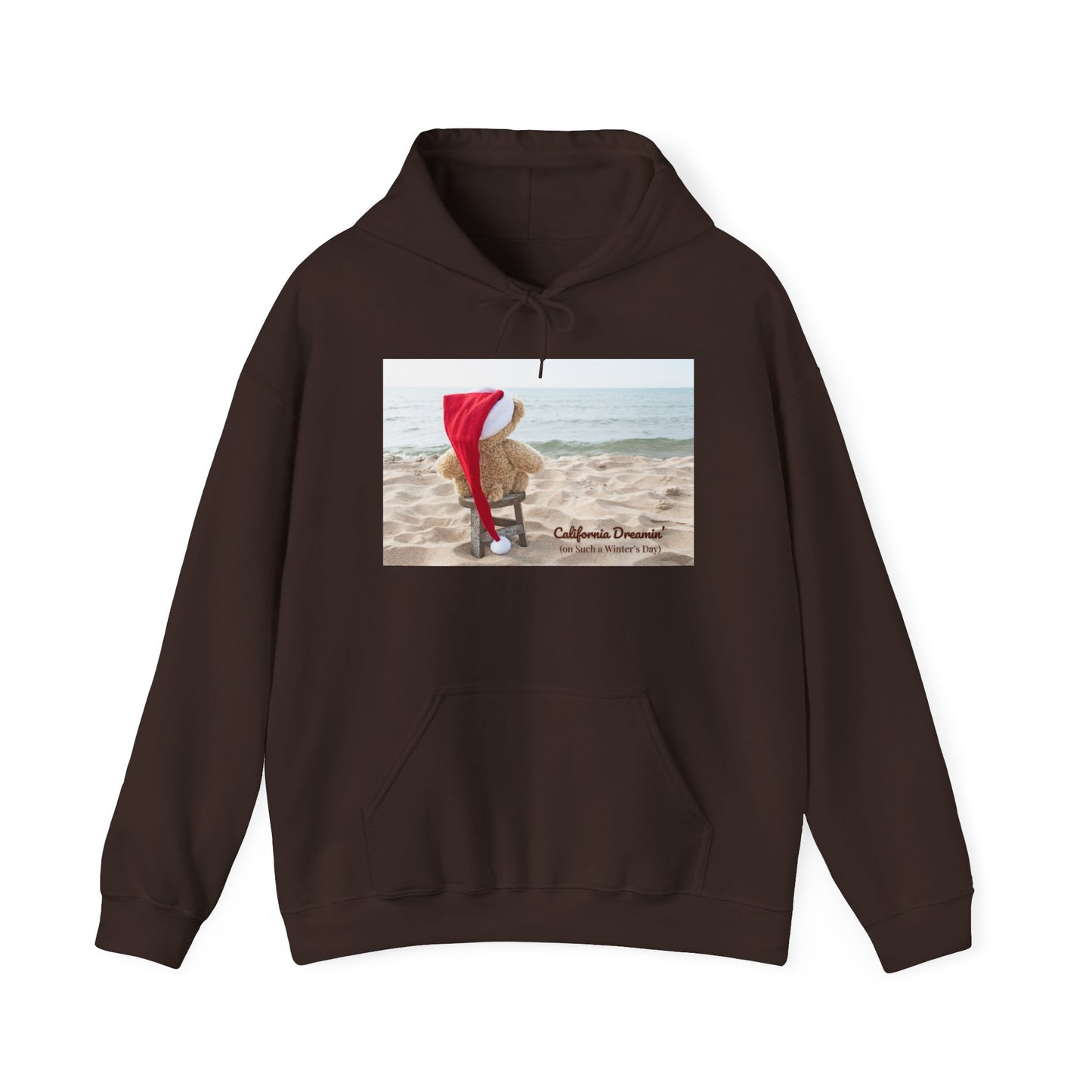 California Christmas Hoodie | Santa Bear on the Beach | Cozy Winter Hoodie | Funny Holiday Sweatshirt | West Coast Xmas Gift