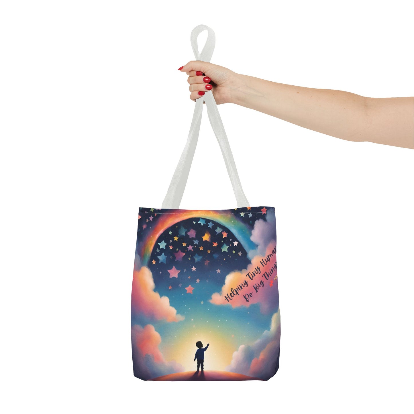 Helping Tiny Humans Do Big Things Tote - Inspiring Kids to Reach for the Stars