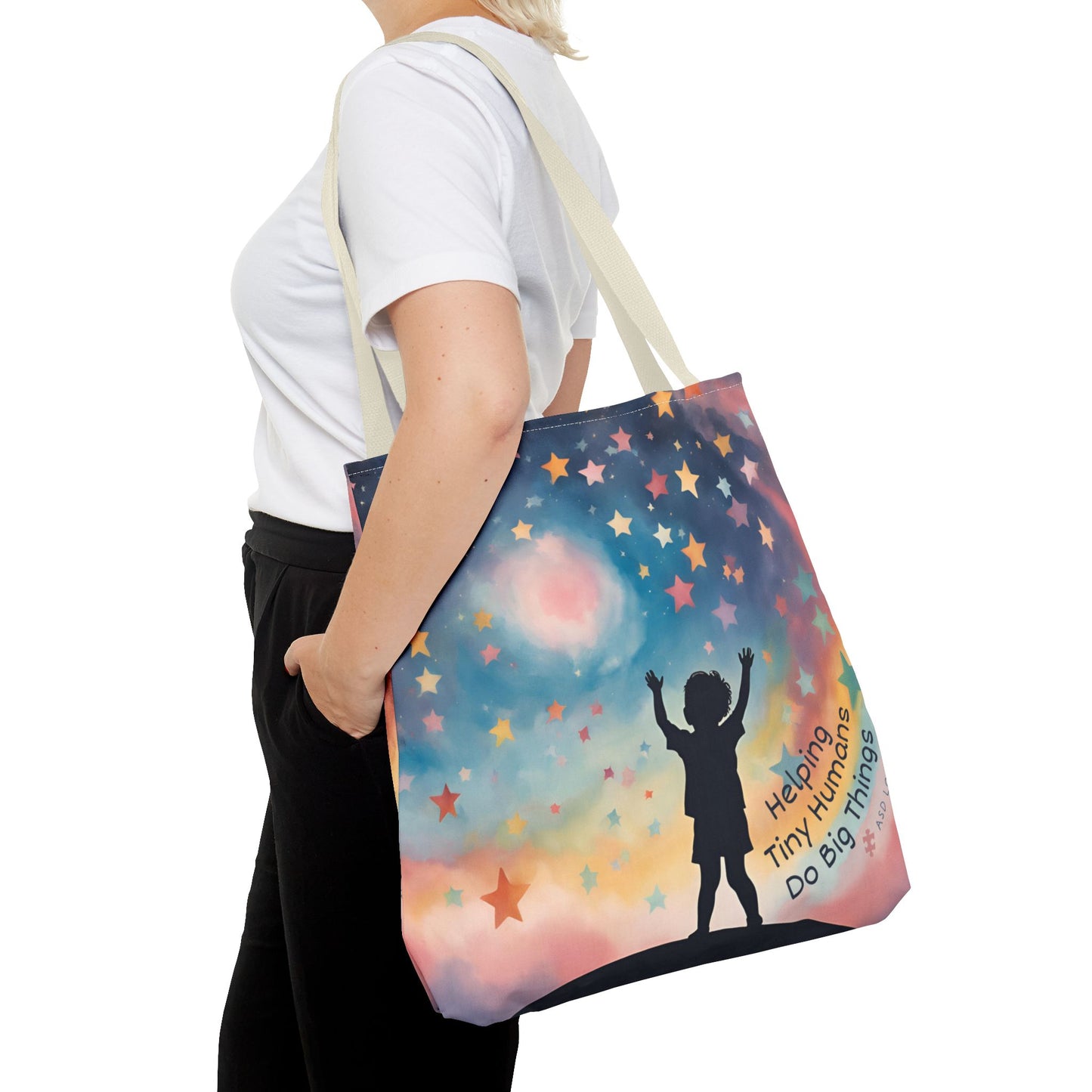 Helping Tiny Humans Do Big Things Tote - Inspiring Kids to Reach for the Stars
