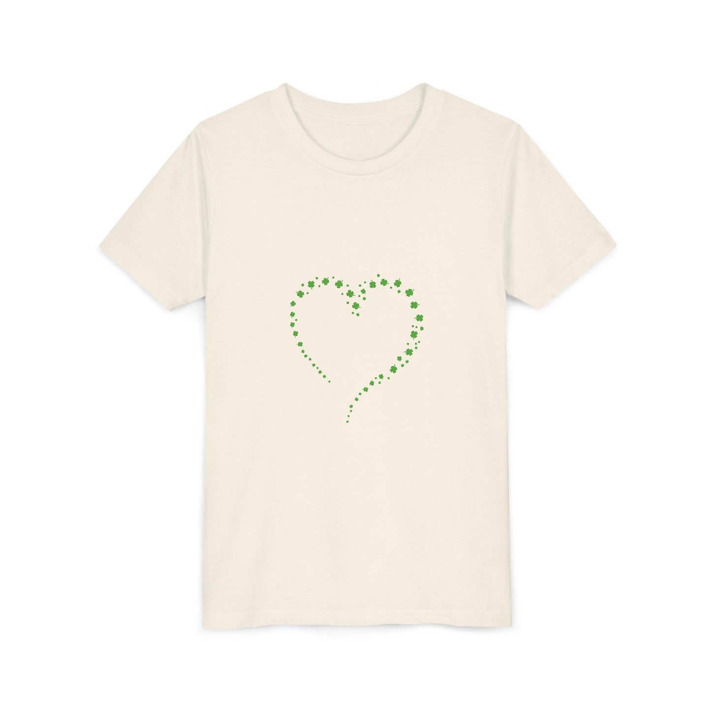 Green Heart Dotted Design Youth Tee | St. Patrick's Day Shamrock Motif