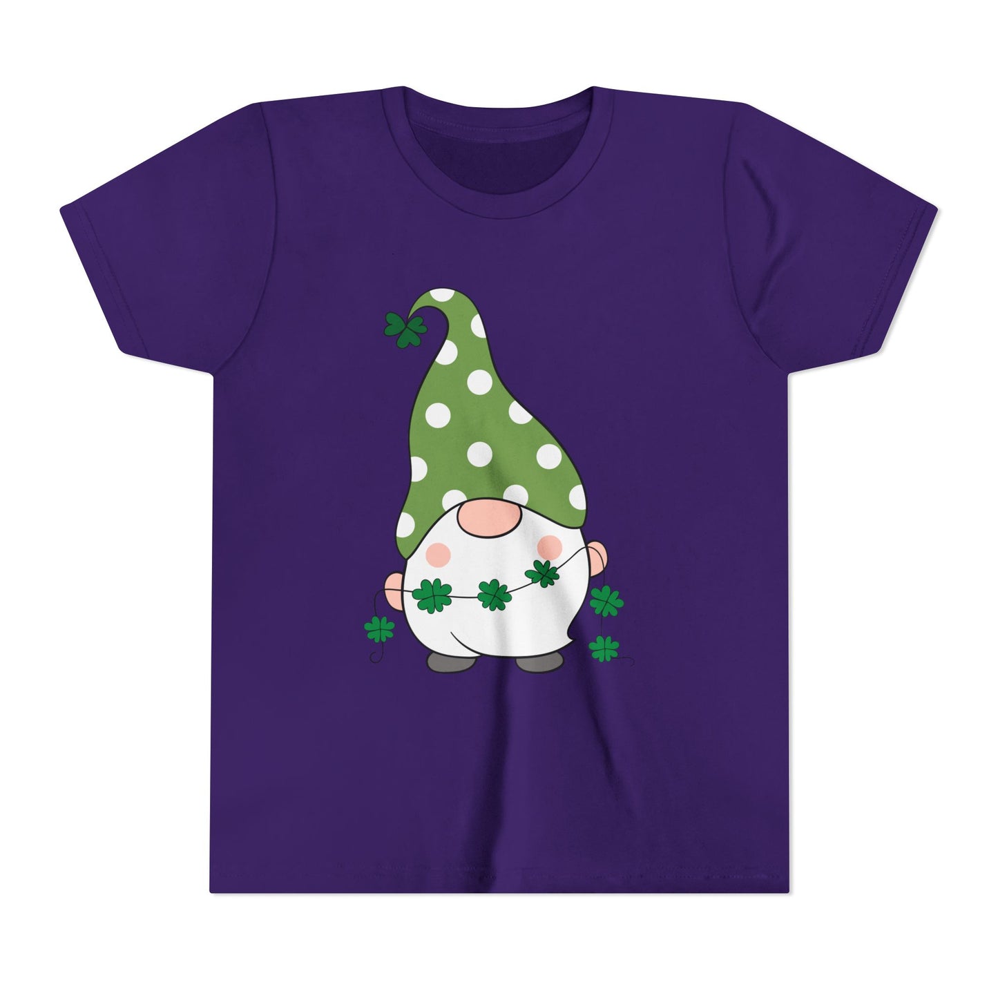 St. Patricks Gnome Youth Tee | Green Polka Dot Hat with Shamrocks