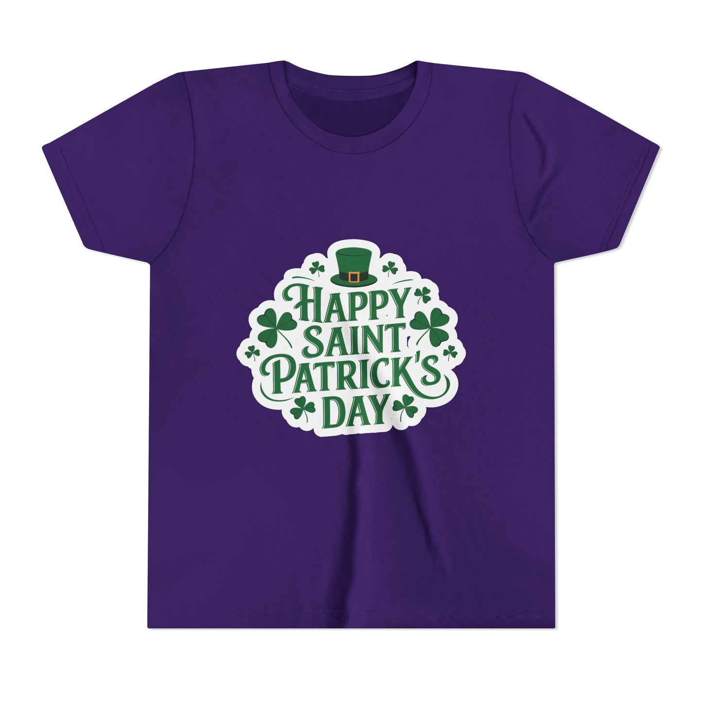 Happy Saint Patrick's Day Youth Tee | Shamrocks, Leprechaun Hat
