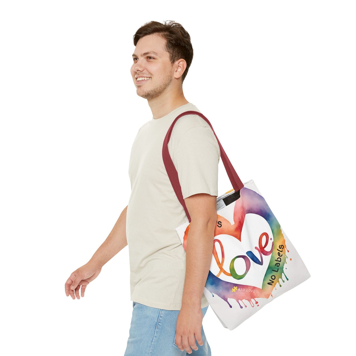 Love Knows No Labels Watercolor Drip Tote Bag - Embrace Acceptance & Harmony