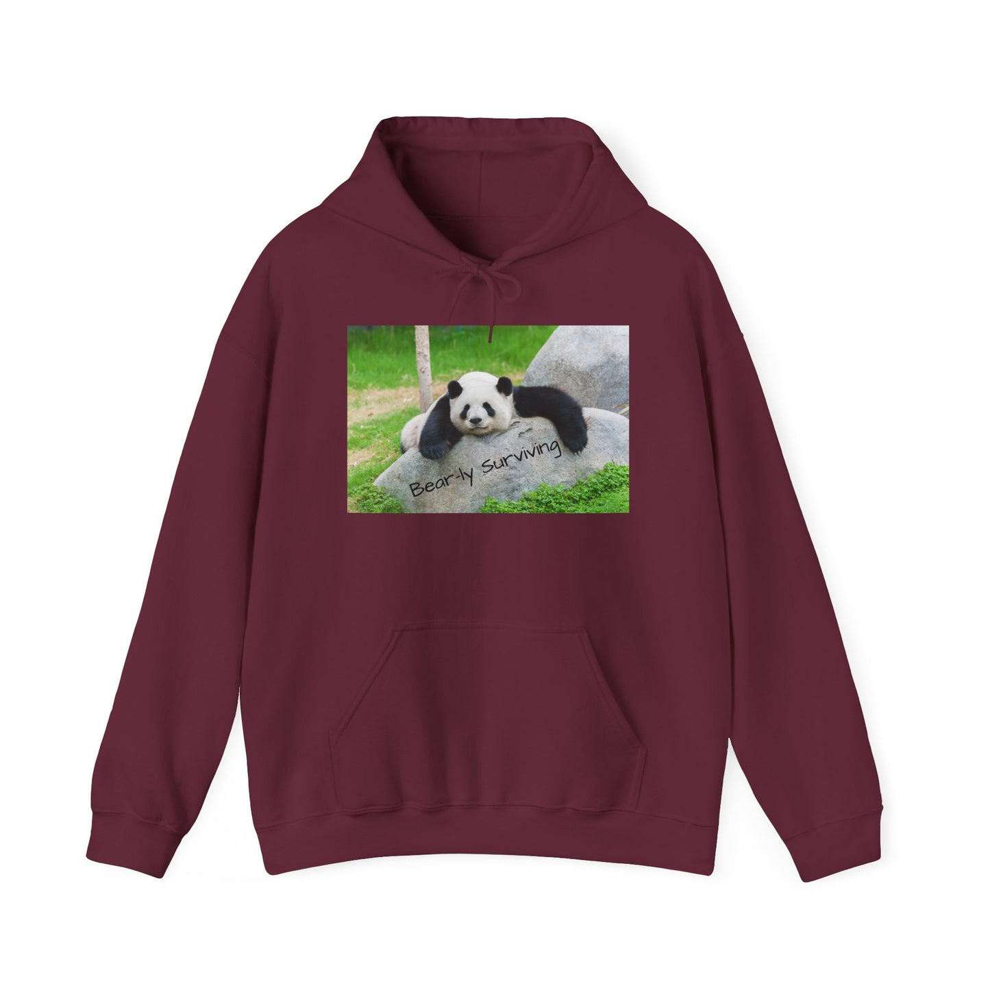 Funny Panda Hoodie | Bear-ly Surviving Sweatshirt | Lazy Mood Cozy Hoodie | Mental Health Humor Gift | Unisex Loungewear | Panda Lover