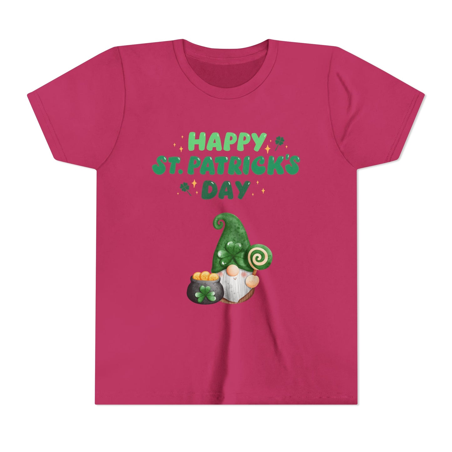 Happy St. Patrick's Day Gnome Youth Tee | Shamrock, Pot of Gold
