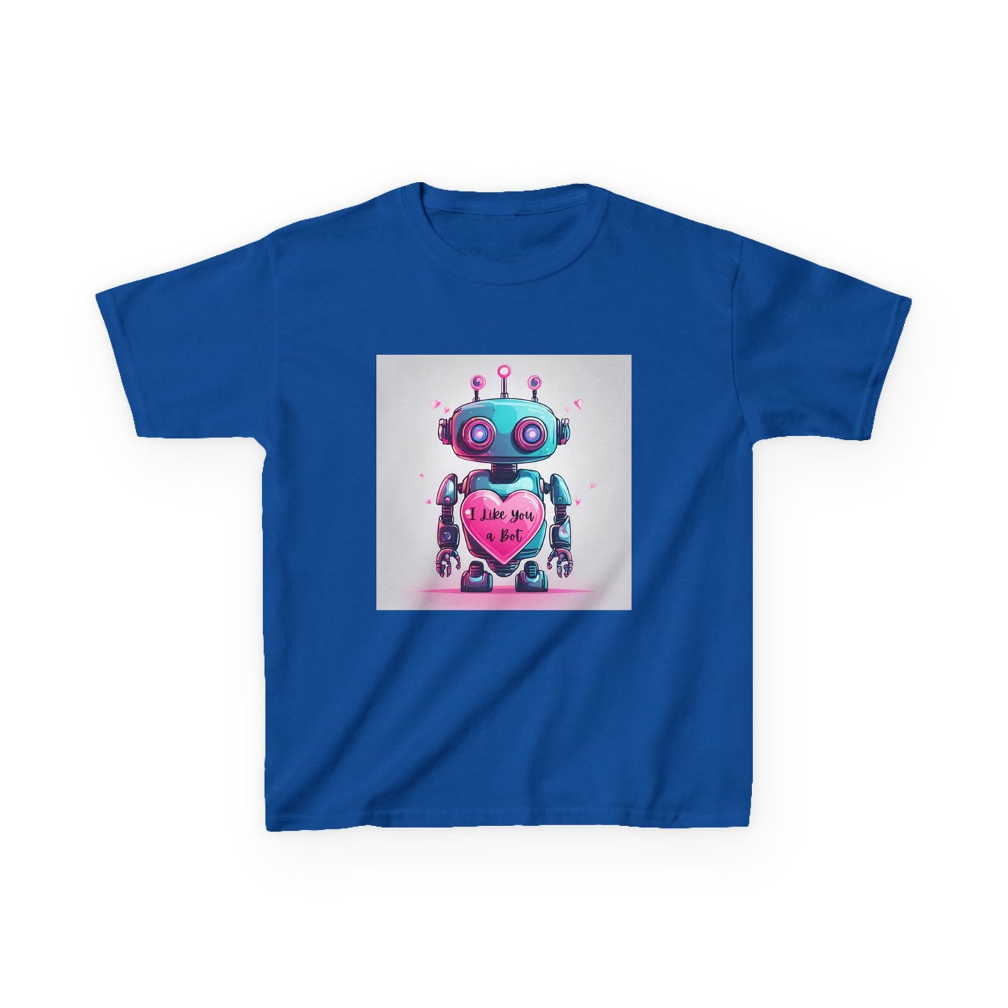 I Like You a Bot - Blue Robot Valentine's Kids Tee