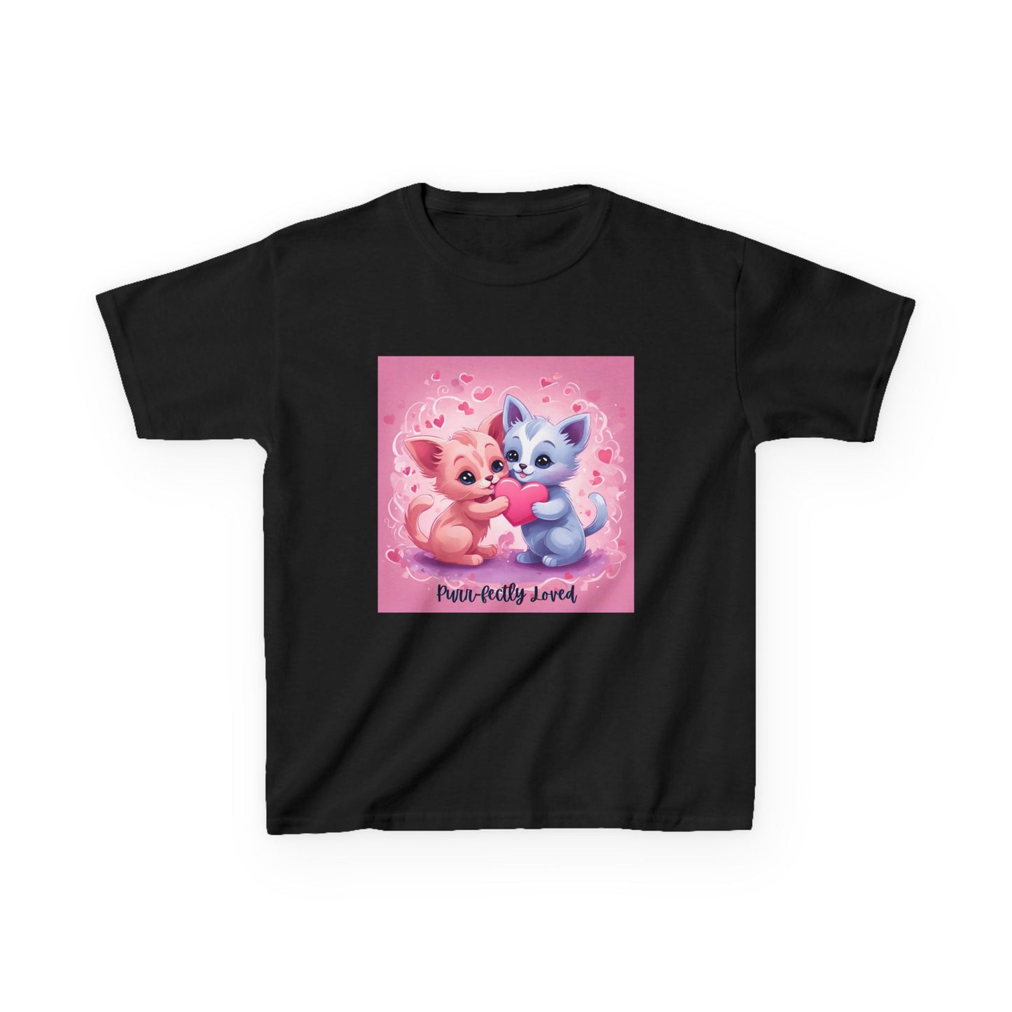 Purr-fectly Loved - Pink & Blue Kittens Valentine's Kids Tee