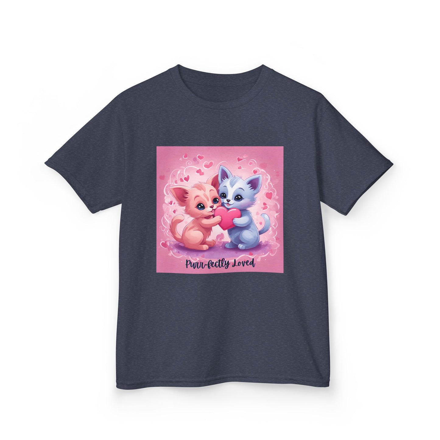 Purr-fectly Loved - Pink & Blue Kittens Valentine's Kids Tee