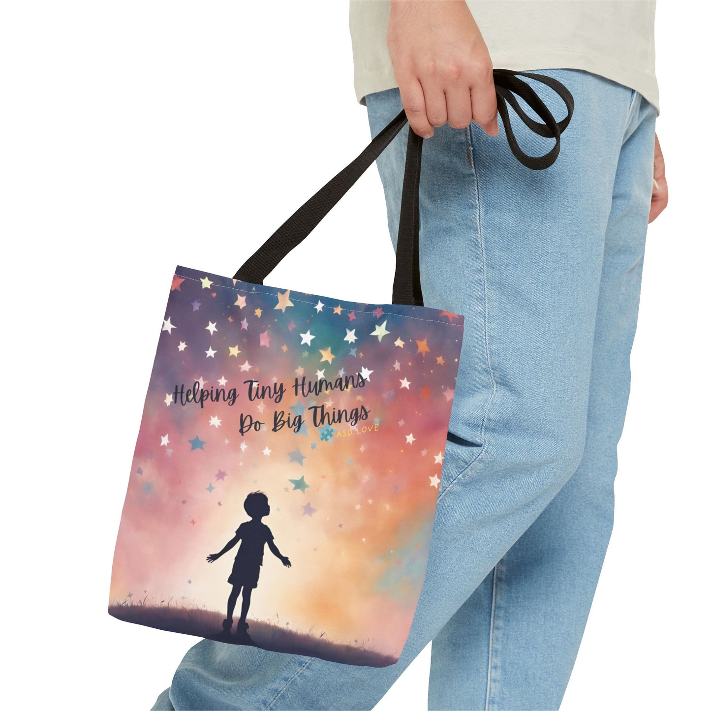 Helping Tiny Humans Do Big Things Tote - Inspiring Kids to Reach for the Stars