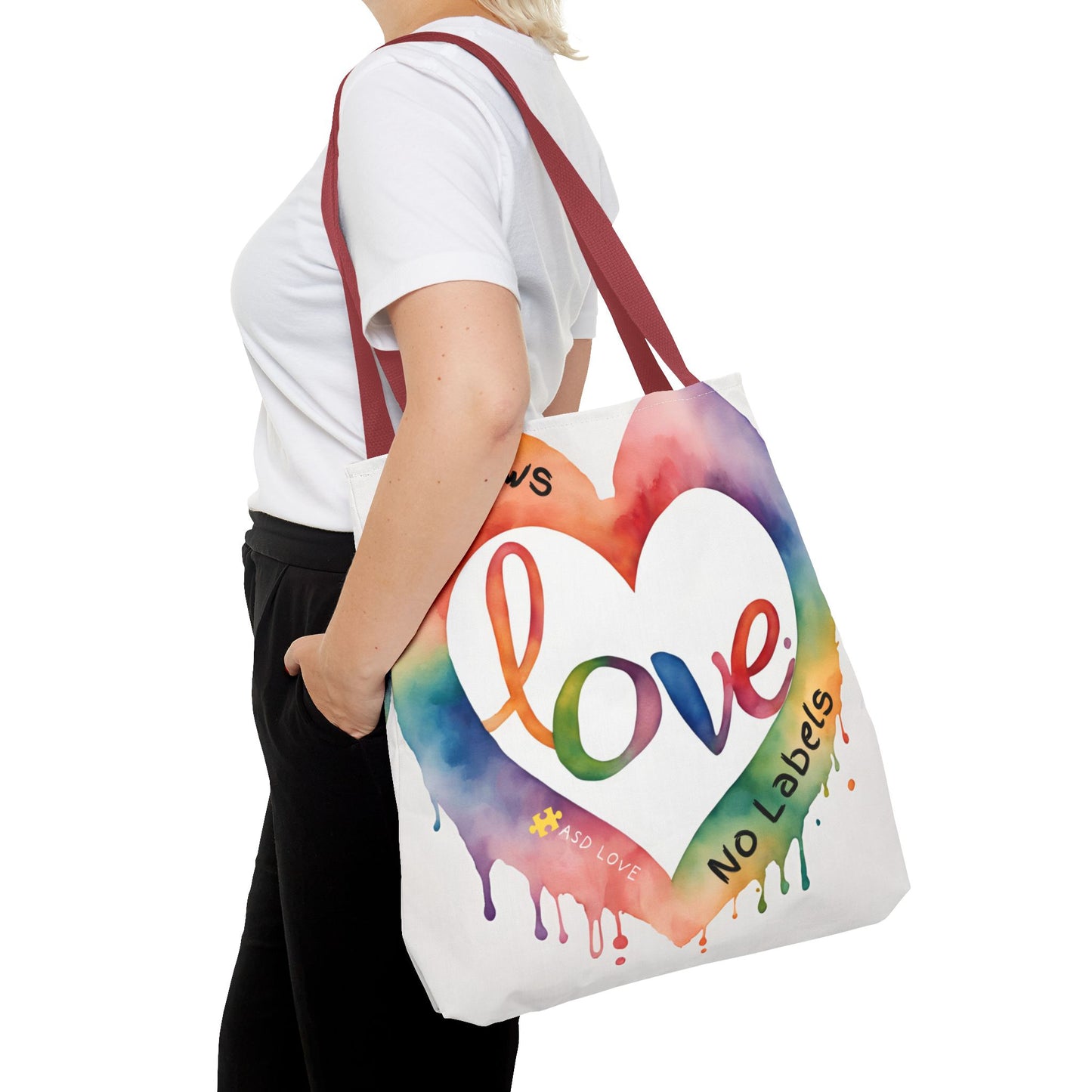 Love Knows No Labels Watercolor Drip Tote Bag - Embrace Acceptance & Harmony