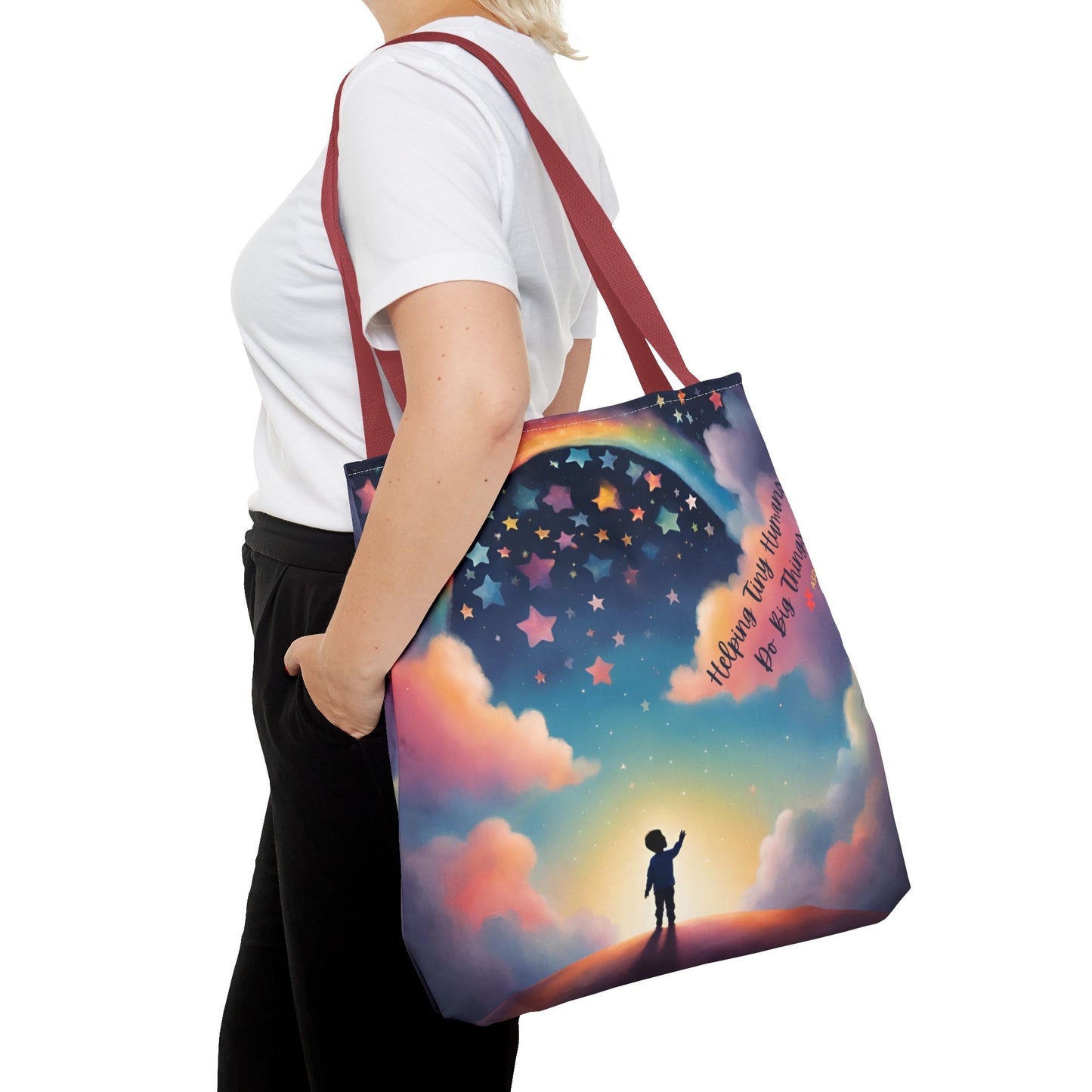 Helping Tiny Humans Do Big Things Tote - Inspiring Kids to Reach for the Stars