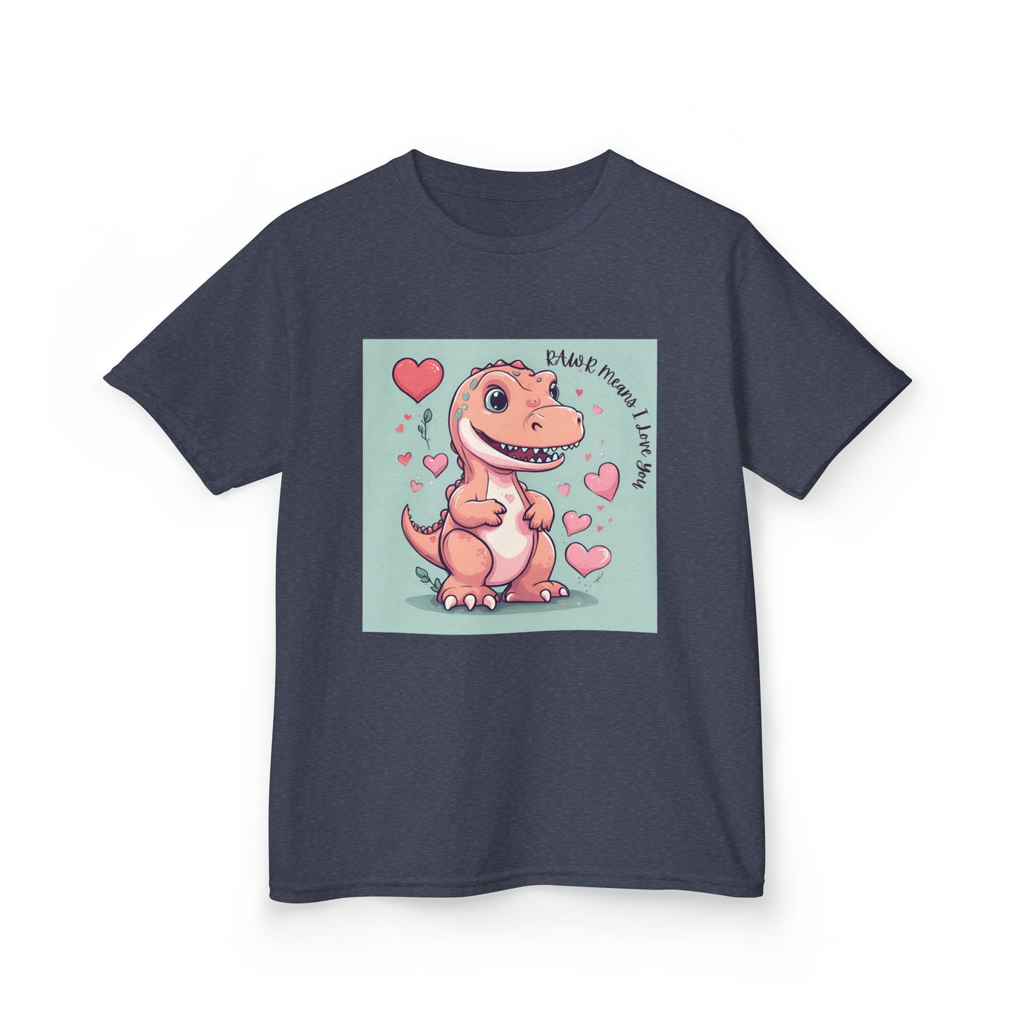 RAWR Means I LOVE YOU - Tan Dino Valentine's Kids Tee