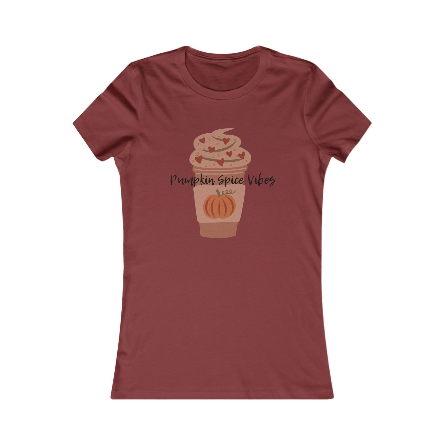 Pumpkin Spice Vibes Shirt - Cute Fall Latte Shirt with Hearts in Whipped Cream and Pumpkin desgin