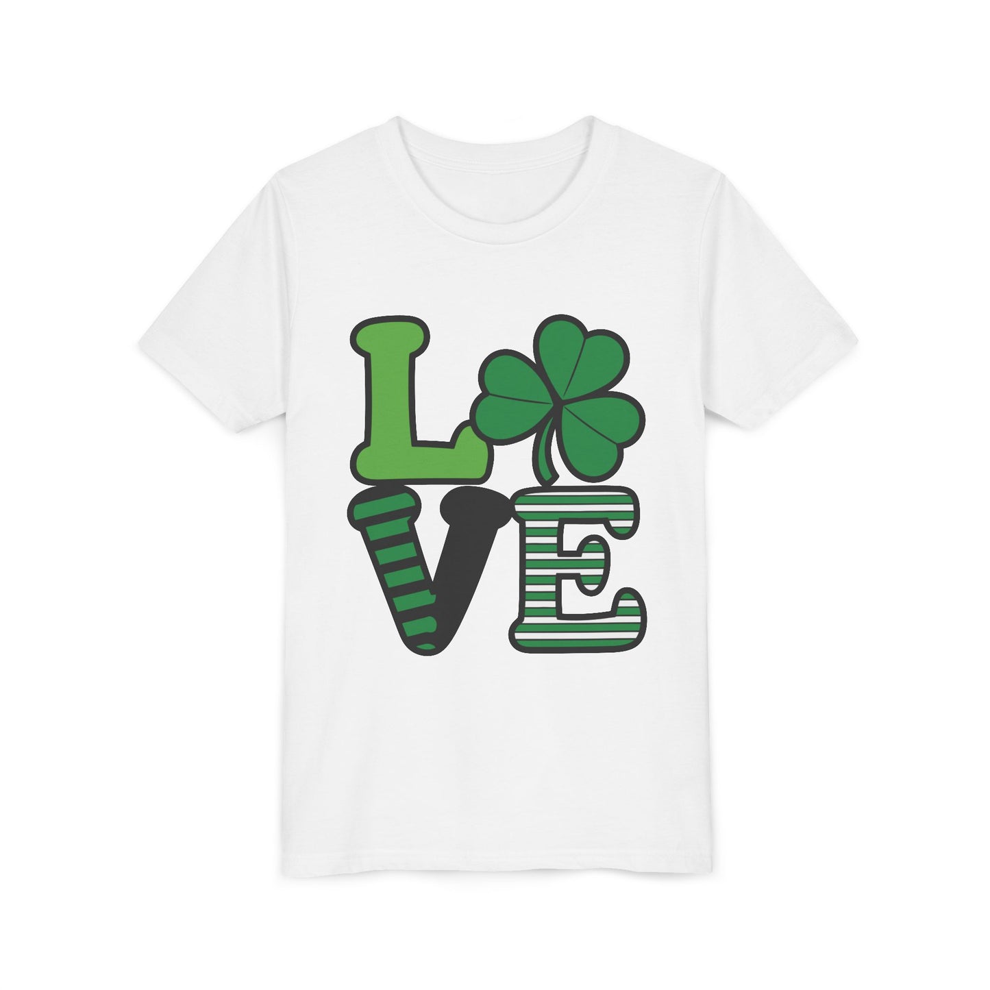 LOVE Shamrock Youth Tee | St. Patrick's Day Clover Graphic