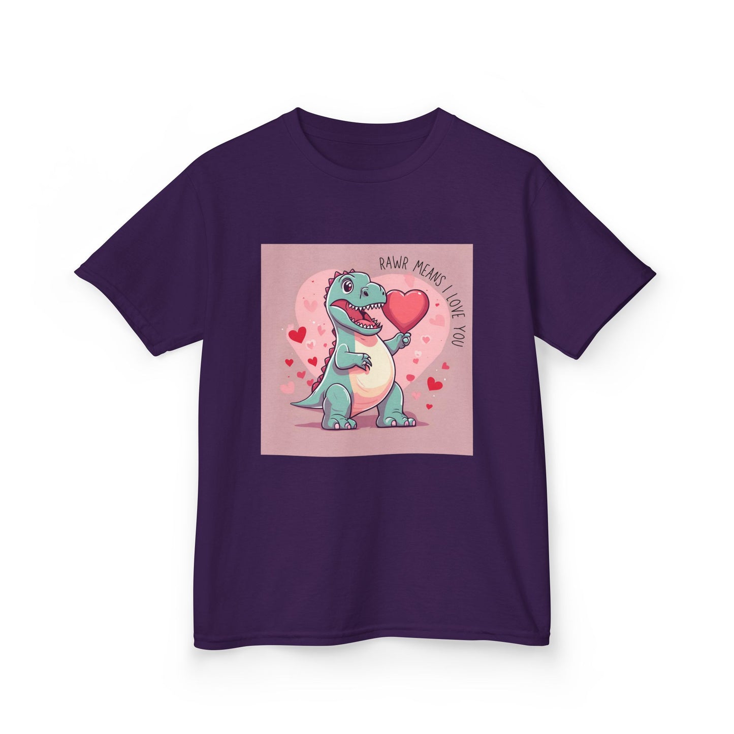 RAWR Means I LOVE YOU - Blue Dino Valentine's Kids Tee