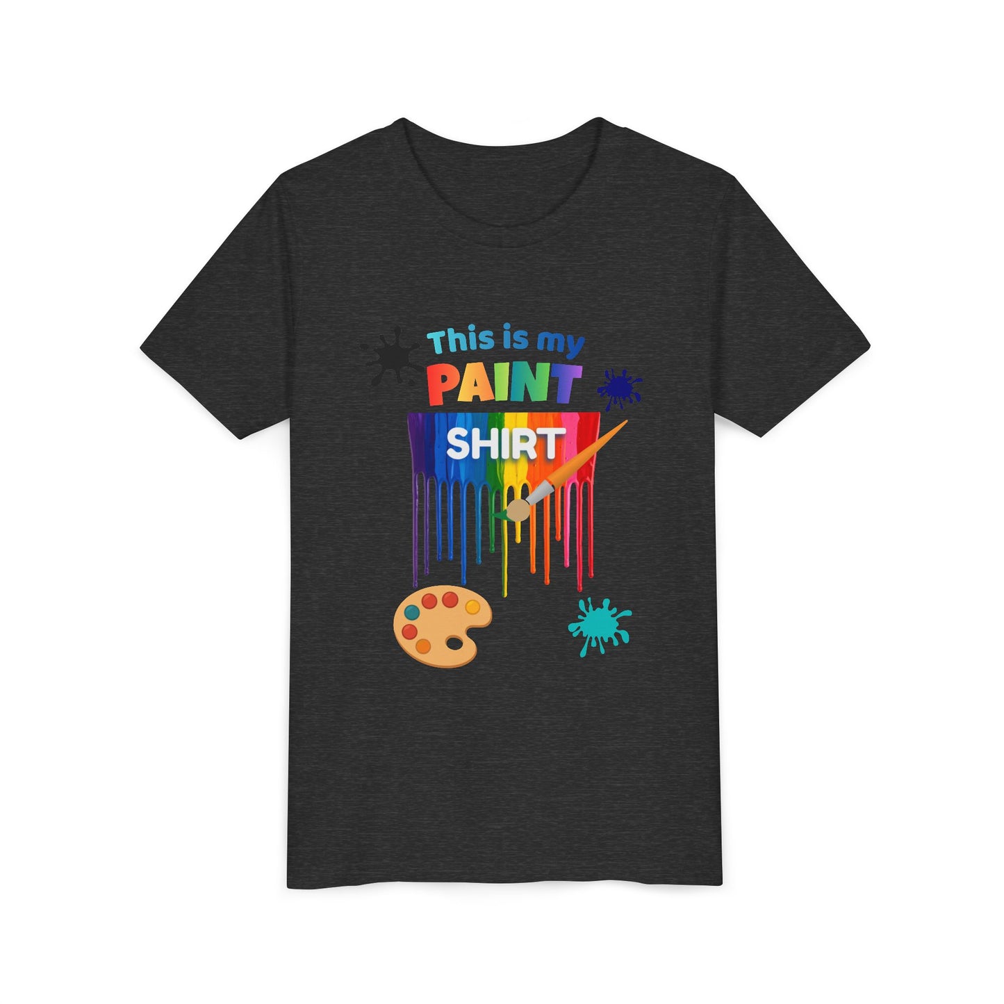 This Is My Paint Shirt Youth Tee | Rainbow Paint Drip Art Palette