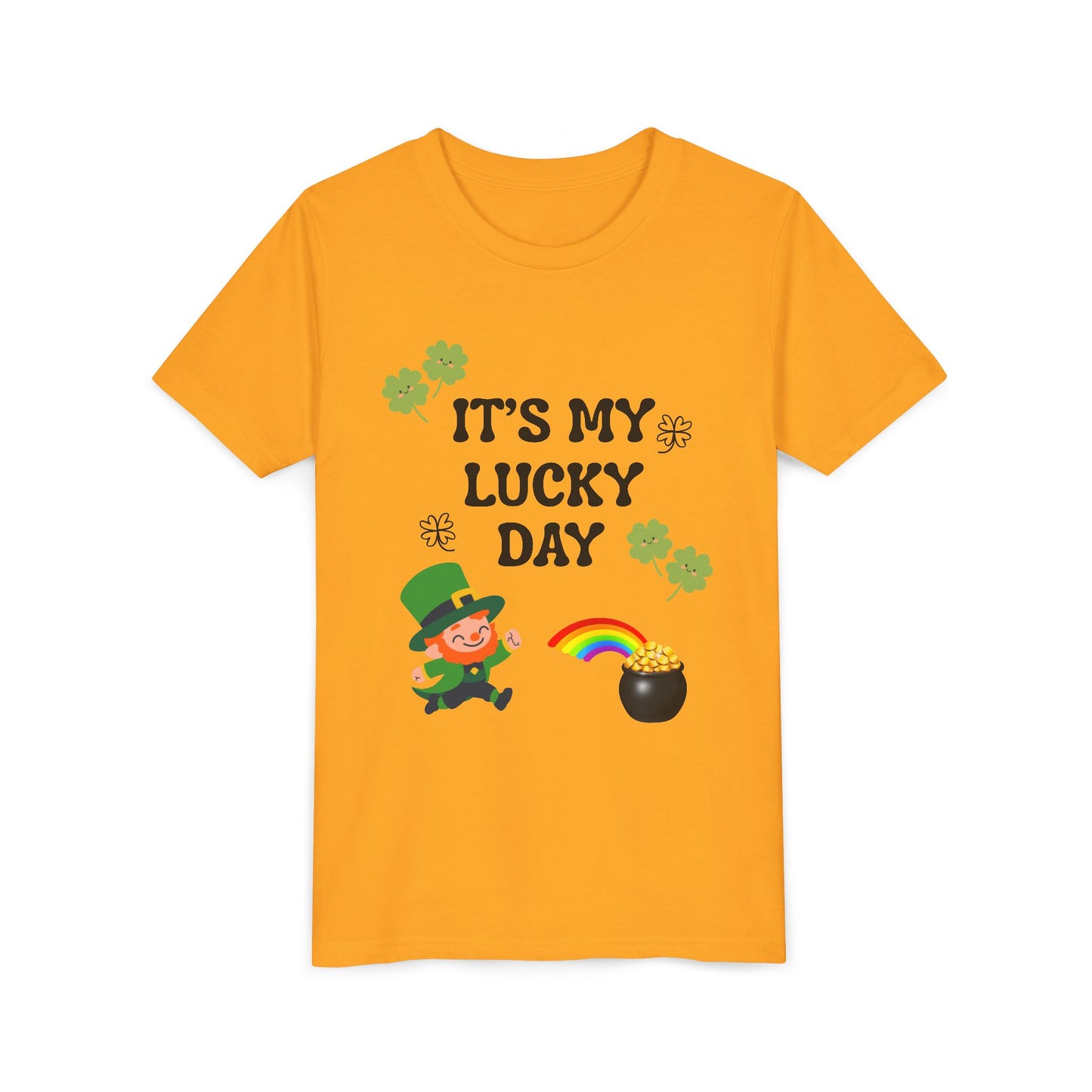 It's My Lucky Day Youth Tee | St. Patrick's Day Leprechaun, Shamrocks, Rainbow Pot of Gold