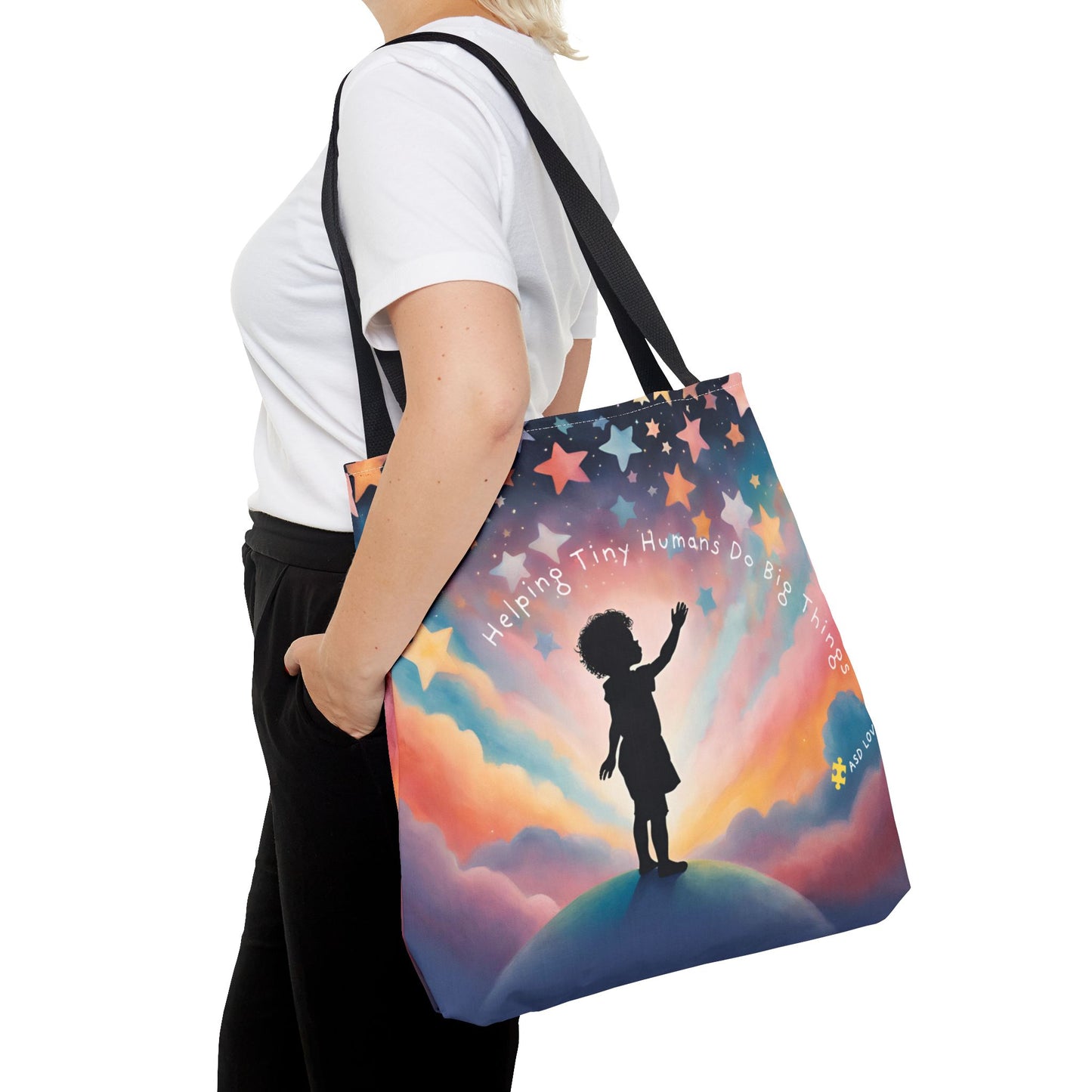 Helping Tiny Humans Do Big Things Tote - Inspiring Kids to Reach for the Stars