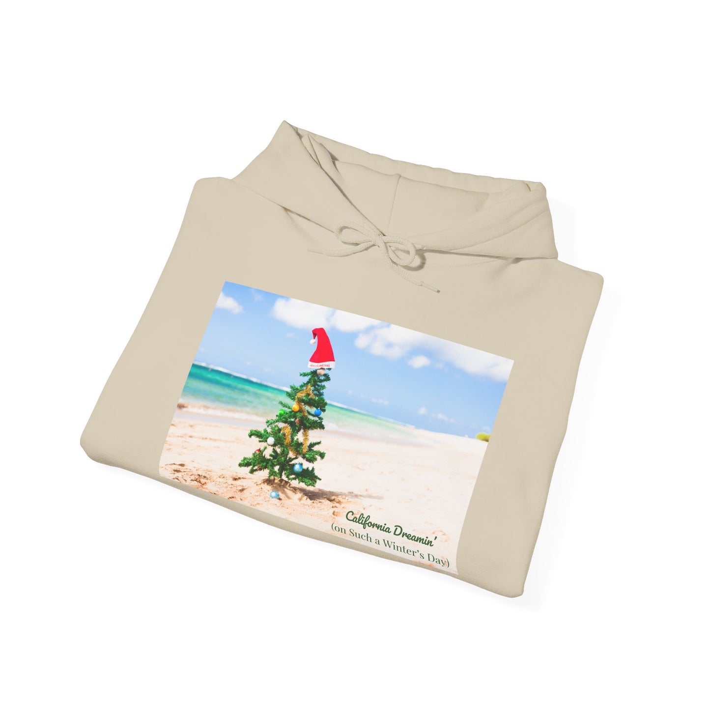 California Dreamin (on Such a Winter's Day) Hoodie - Featuring Santa Tree on the Beach