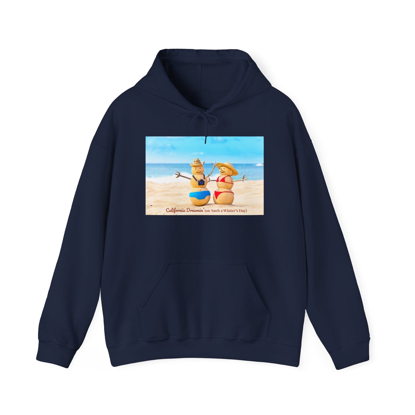 Funny Christmas Beach Hoodie | Mr. & Mrs. Sand Snowman | California Holiday Sweatshirt | Warm Coastal Gift | Unisex Winter Hoodie