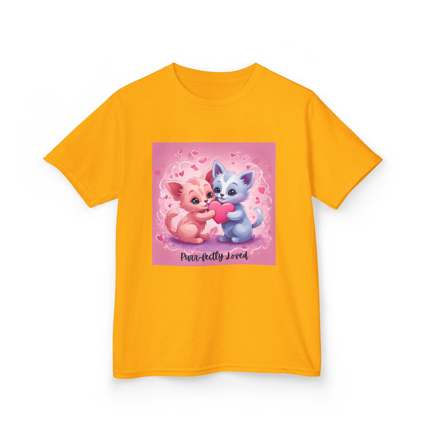 Purr-fectly Loved - Pink & Blue Kittens Valentine's Kids Tee