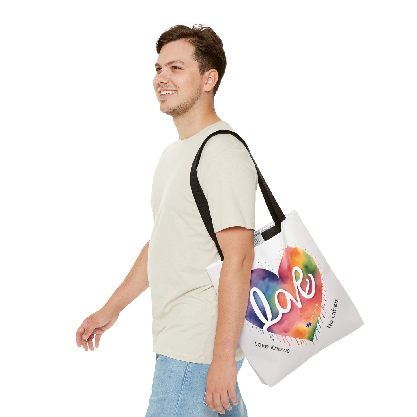 Love Knows No Labels Heart Drip Tote Bag - Show Your Pride & Inclusivity