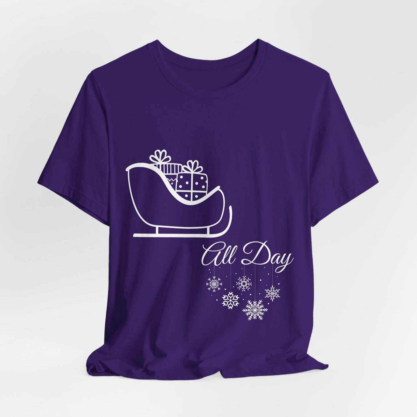 Sleigh All Day Holiday Shirt (WF) – Unisex Jersey Short Sleeve Tee | Holiday Gift | Funny Sleigh T-Shirt | Winter Snowflake Tee | Matching Family Outfit