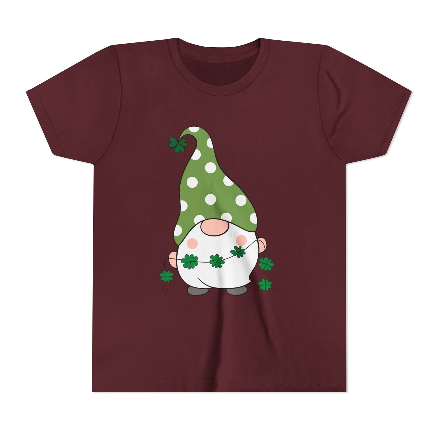 St. Patricks Gnome Youth Tee | Green Polka Dot Hat with Shamrocks