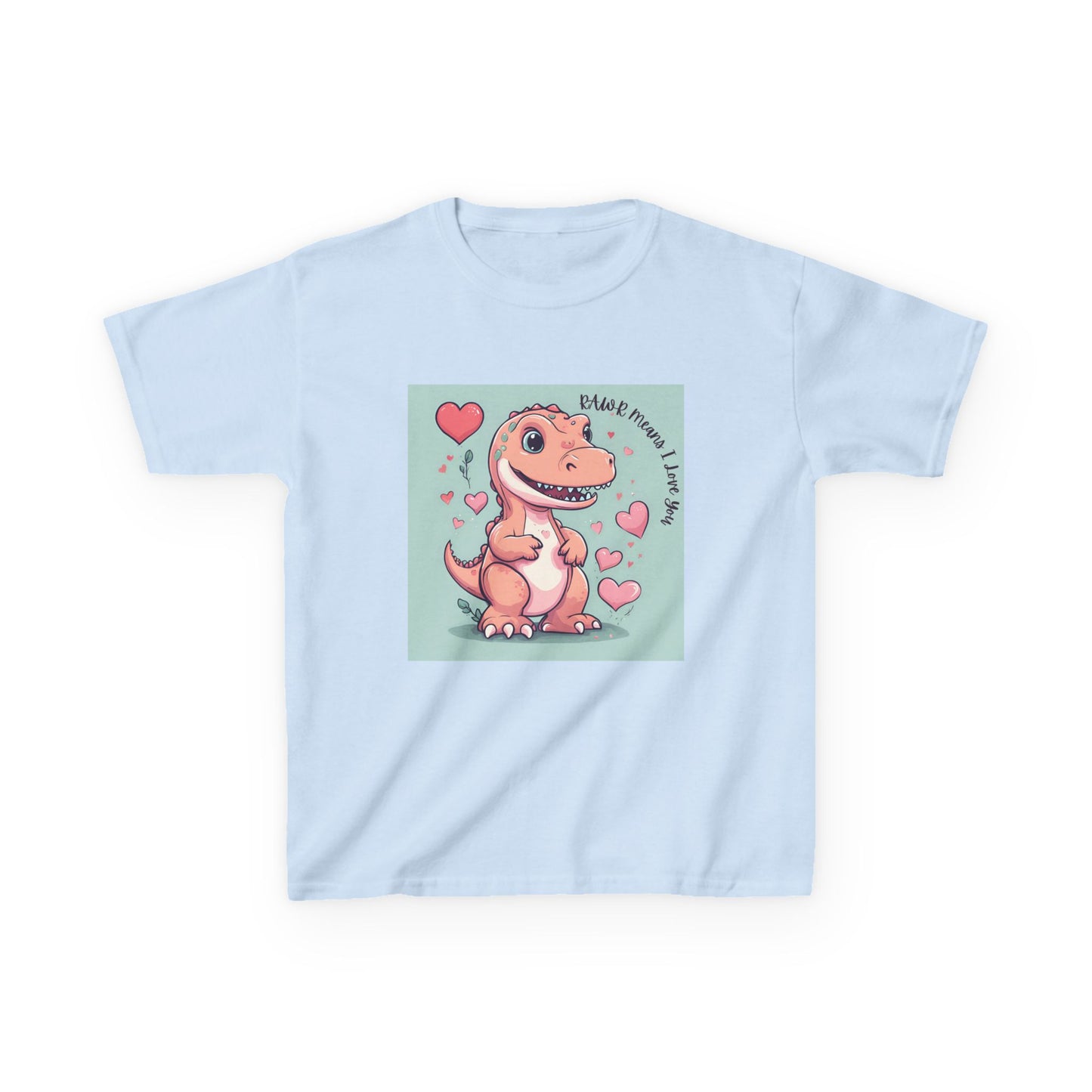 RAWR Means I LOVE YOU - Tan Dino Valentine's Kids Tee