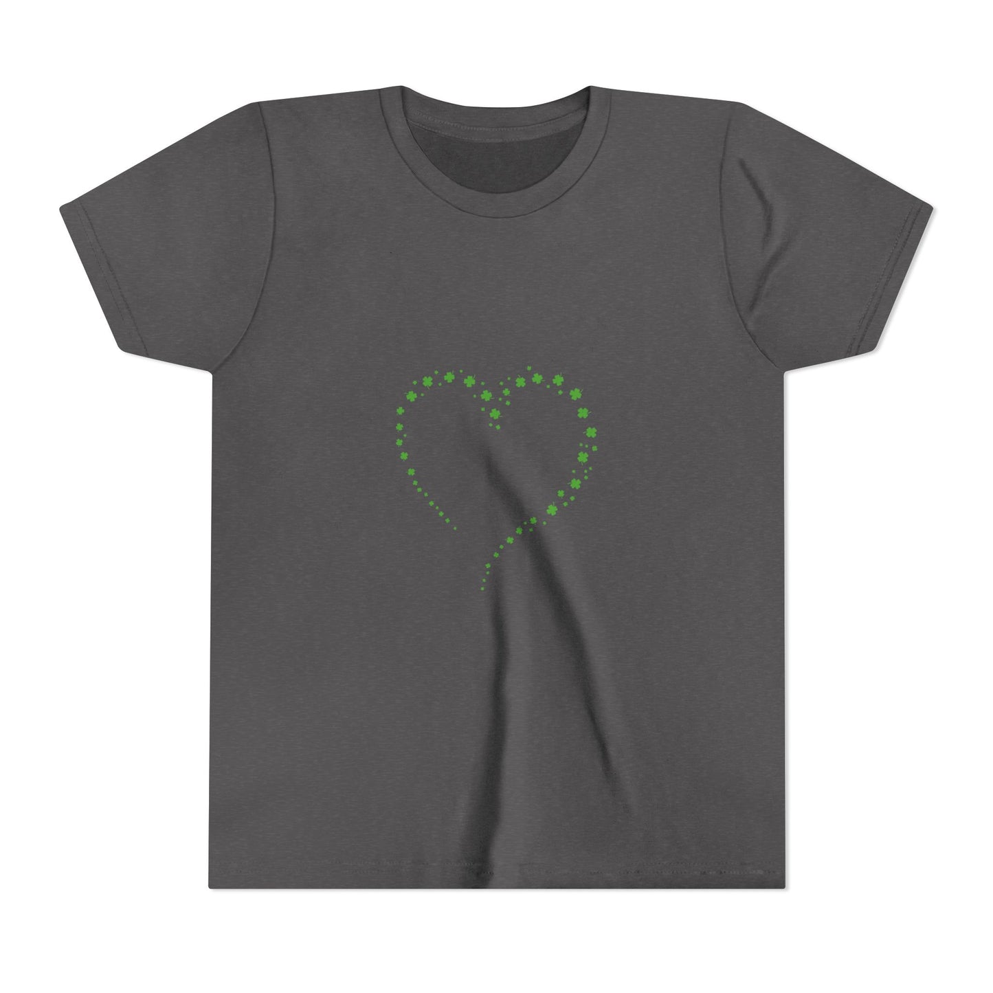 Green Heart Dotted Design Youth Tee | St. Patrick's Day Shamrock Motif