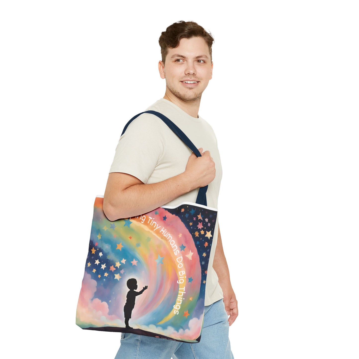 Helping Tiny Humans Do Big Things Tote - Inspiring Kids to Reach for the Stars